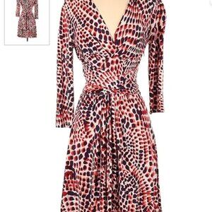 Banana Republic × Issa of London Red & Purple Patterned Wrap Dress